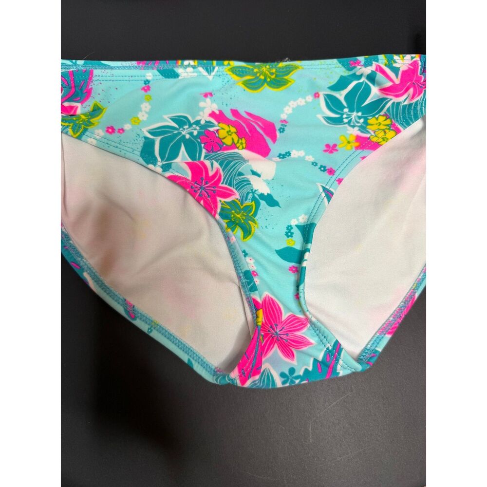 Ingear Women's Size M Aqua Floral Halter Two-Piece Bikini Set Tie Side Swimwear - Picture 5 of 7